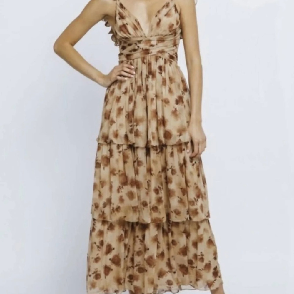 Floral Brown Maxi Dress